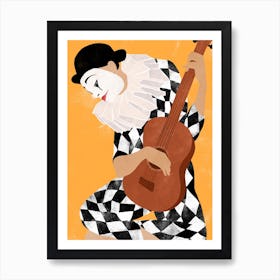 Harlequin With A Guitar Art Print