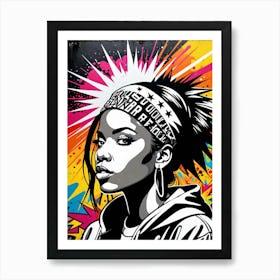 Graffiti Mural Of Beautiful Hip Hop Girl 83 Art Print