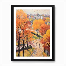 Autumn City Park Painting Kalemegdan Park Belgrade Serbia 1 Art Print