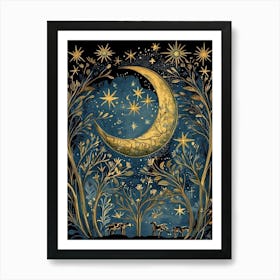 William Morris Art Sun Moon Night Eclipse Morris Exhibition Print Botanical Poster Vintage Full Art Print