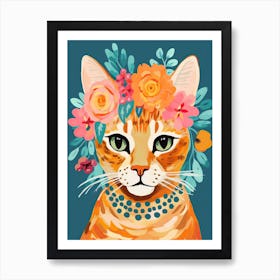 Ocicat Cat With A Flower Crown Painting Matisse Style 1 Art Print