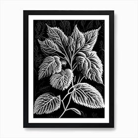 Lemon Balm Leaf Linocut 3 Art Print