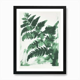 Green Ink Painting Of A Ribbon Fern 4 Art Print