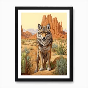 Indian Wolf Desert Scenery 1 Art Print