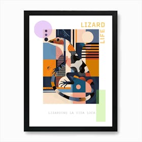 Modern Colourful Lizard Abstract Illustration 3 Poster Art Print