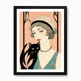 Lady With A Cat Art Print