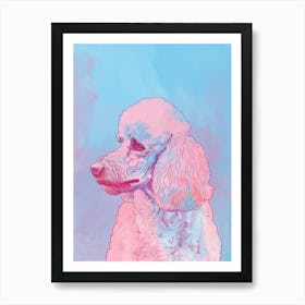 Poodle Dog Pastel Line Watercolour Illustration  2 Art Print