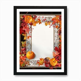 Calligraphy Of Thankful Ensconced In An Elaborate Vintage Style Frame Weaving Through A Tapestry 2 1 Art Print