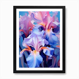 Iris In Blue And Pink Art Print