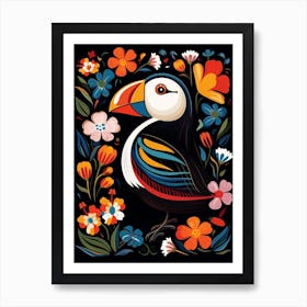 Folk Bird Illustration Puffin 2 Art Print