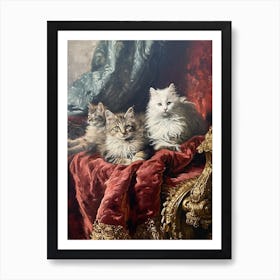 Kittens Sat On A Throne Rococo Inspired 1 Art Print