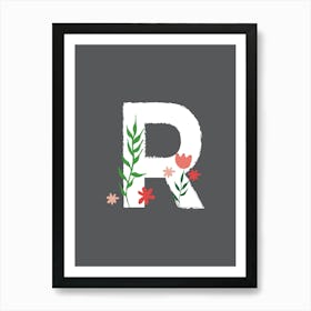 Bedroom Decor White Floral Letters 18 Art Print