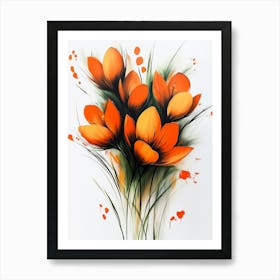 Orange Flowers Poster