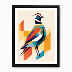 Colourful Geometric Bird Lapwing 2 Art Print