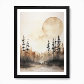 Watercolour Painting Of Bialowieza Forest   Poland And Belarus0 Art Print
