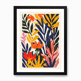 Botanical Tropical Leaves Groovy 15 Art Print