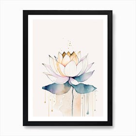 Sacred Lotus Minimal Watercolour 2 Art Print