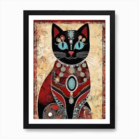 Turquoise Jewel Cat Art Print