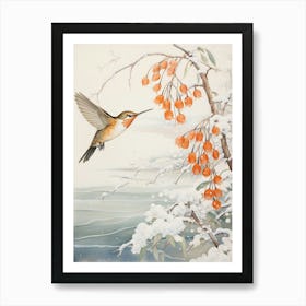 Winter Bird Painting Hummingbird 1 Art Print