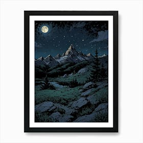 Night In The Mountains 1 Art Print