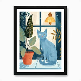 Russian Blue Storybook Illustration 2 Art Print