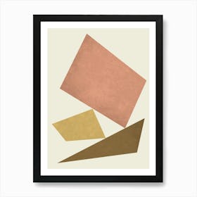 3 Forms Composition - Minimal Abstract Geometric Pink Brown Art Print