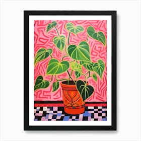 Pink And Red Plant Illustration Pothos 4 Art Print