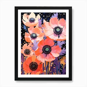 Surreal Florals Anemone 3 Flower Painting Art Print