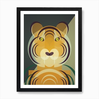 Mid Century Geometric Tiger Art Print