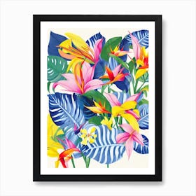 Bird Of Paradise Modern Colourful Flower Art Print