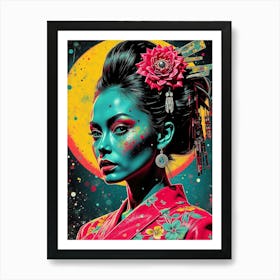 Geisha - Bright Grunge Texture Art Print