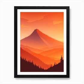 Misty Mountains Vertical Composition In Orange Tone 152 Art Print