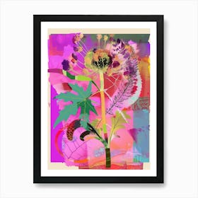 Queen Anne S Lace 1 Neon Flower Collage Art Print