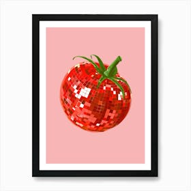 Disco Ball Tomato Pink Art Disco Poster Trendy Aesthetic Art Food Kitchen Art Print