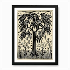 B&W Plant Illustration Areca Palm Art Print