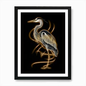 Golden Heron Art Print