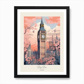 Big Ben, London   Cute Botanical Illustration Travel 1 Poster Art Print