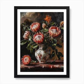 Baroque Floral Still Life Protea 1 Art Print