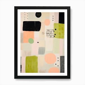 Abstract Painting. Green, Peach and Black Art Print