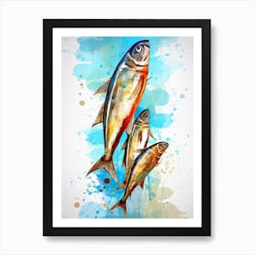 Watercolor Pop Art Sardines Art Print