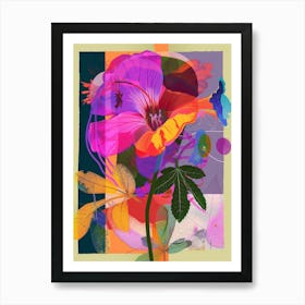 Geranium 2 Neon Flower Collage Art Print