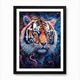Tiger Art In Pointillism Style 1 Art Print