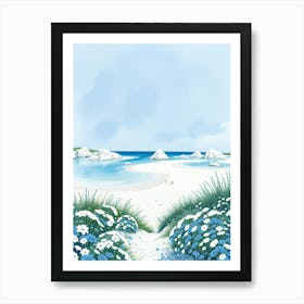 Beach Scene With Flowers Art Print