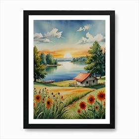 Sunset By The Lake 1 Art Print