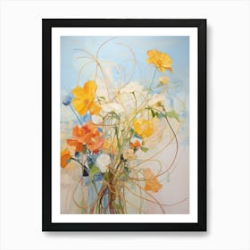 Abstract Flower Painting Calendula Art Print