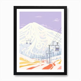 Niseko   Hokkaido, Japan, Ski Resort Pastel Colours Illustration 1 Art Print