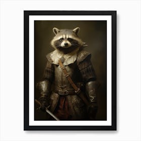 Vintage Portrait Of A Crab Eating Raccoon Dressed As A Knight 4 Art Print