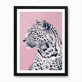 Leopard, Pink Pastel Colors, Preppy Aesthetic, Jaguar, Cheetah, Trendy, Animal, Wild Cat Art Print