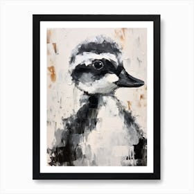 Brushstroke Portrait Of A Black & White Duckling Art Print