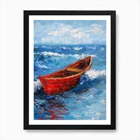 Red Boat In The Sea 6 Art Print